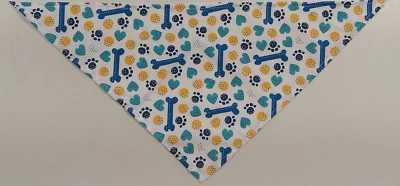 Bandana/bufanda para perro, corbata/deslizable, azul, huesos, corazones, estampados de patas, XS, M, L Foto 1 de 3