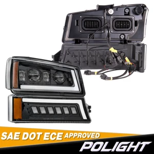 For 2003-2006 Chevy Silverado Avalanche LED DRL Projector Headlights Bumper Lamp - Picture 1 of 18