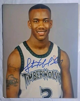 STEPHON MARBURY Wolves 1996 дебютант подписанный автограф 8 «x 10» печать в рамке с сертификатом подлинности  - Изображение 1 из 4