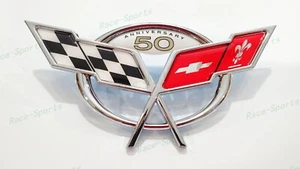 1P Chrome Front Bumper 50Th Anniversary Cross Flags Emblem 1997-2004 C5 Corvette - Picture 1 of 5