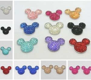20 Flatback Resin Dotted Rhinestone Gems Mouse Face Gems 24X20mm Colour Choice