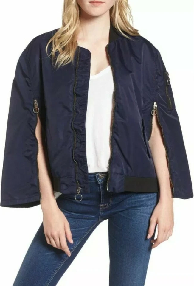Hudson Foxtrot Capa Poncho Cremallera Chaqueta Bomber Azul Marino Talla M $359 Foto 1 de 4
