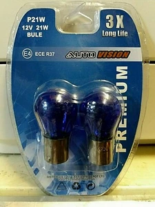 2x DRL 382 BA15S P21W CANBUS Luci Laterali Xenon-Look Alogene Blu Lampadine COPPIA - Foto 1 di 2