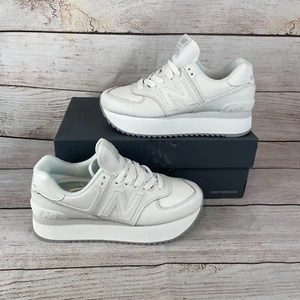 New Balance 574+ Plus Damen-Sneaker Größe 8,5 weiß grau - Bild 1 von 11