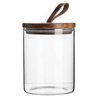 Scandi Storage Jar & Leather Loop Lid Modern Food Kitchen Container 750Ml Clear