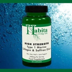 Marine Collagen Type 1 & Saffron Elixir High Strength 60 Capsules 2400mg - Picture 1 of 7