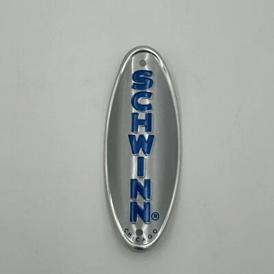 Placa de identificación de cabeza de bicicleta Schwinn genuina GRIS con BMX azul hecha en EE. UU. NUEVA NOS Foto 1 de 2