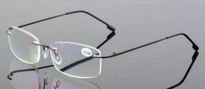 Lettore Rettangolare Business Rimless Flessibile Memoria Lega Vetro Lettura +1.0 ~+4.0 - Foto 1 di 19