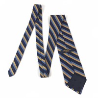 Brooks Brothers Makers Blue Yellow Stripe All Silk Mens Tie Necktie - 58”