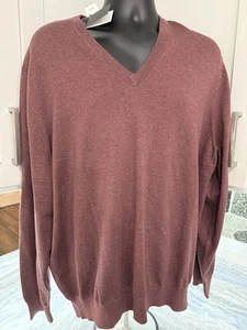 BROOKS BROTHERS Mens 2XL 100% Supima Cotton Pink V-Neck Sweater Soft NWT - Picture 1 of 10