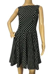 Women’s 1950’s Style Polka Dot Dress Size Med Knee Length Handmade Side Zipper - Picture 1 of 5