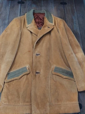  Vintage Cortefiel Mens Tan Corduroy Coat Barn Jacket Made In Spain  Size 38  - Image 1 of 4