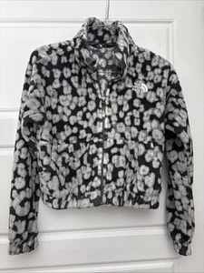 The North Face Black Full zip Osolita fleece cropped jacket Girls Medium 10-12 - Picture 1 of 7