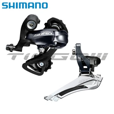 Shimano Sora R3000 Road 2×9 Speed FD-R3000 RD-R3000 Front Rear Derailleur Set - Image 1 of 4