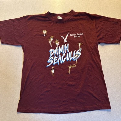 Vintage 80s Damn Seagull Poop Shirt Tarpon Springs Florida Size XL - Image 1 of 4