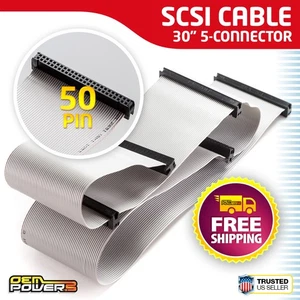 NEW 30" 50-Pin SCSI Internal Ribbon Flat Cable F/F 5-Connector 4-Device Drive - Picture 1 of 7