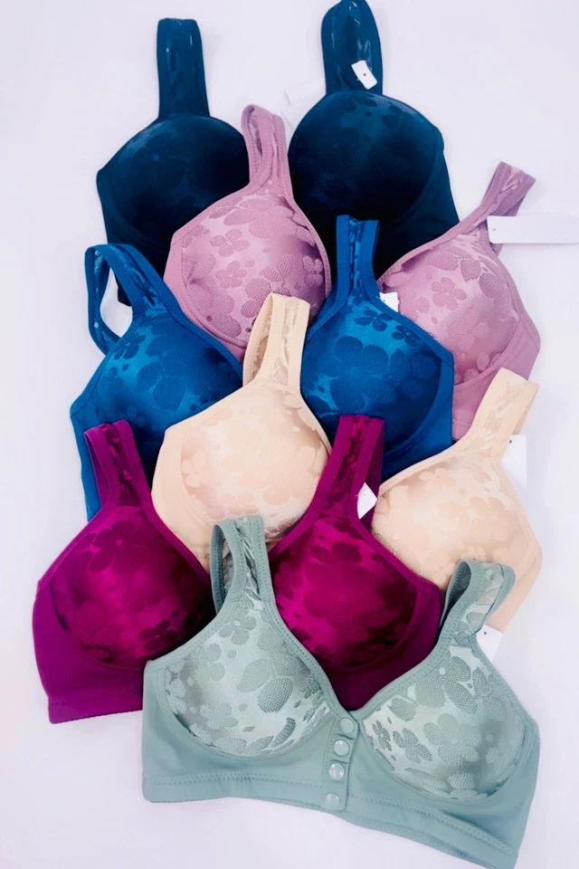 Lot 3/6 Daisy Bras Wire Free Bra Senior Front Close Button Bras for Older Women - Image 1 of 4