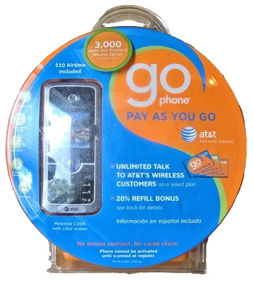 go phone AT&T Motorola C168i 64GB Prepaid Cell Phone NEW Sealed Package - Image 1 of 4