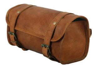 Superb Leather Vintage Motorcycle 2 Strap Buckle Closure Tool Brown Bag... - Picture 1 of 6