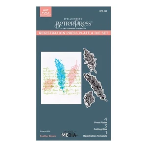 Juego de placas de prensa y troqueles Spellbinders - Colección de aves collagidas - Feather Dream - Imagen 1 de 4