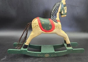 Vintage Hand Carved Wooden Rocking Horse - Bild 1 von 9