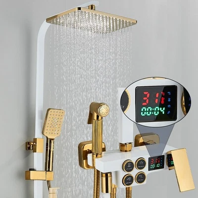 LED Duschset Regendusche Duscharmatur Mischbatterie mit Handbrause Duschsystem - Bild 1 von 4