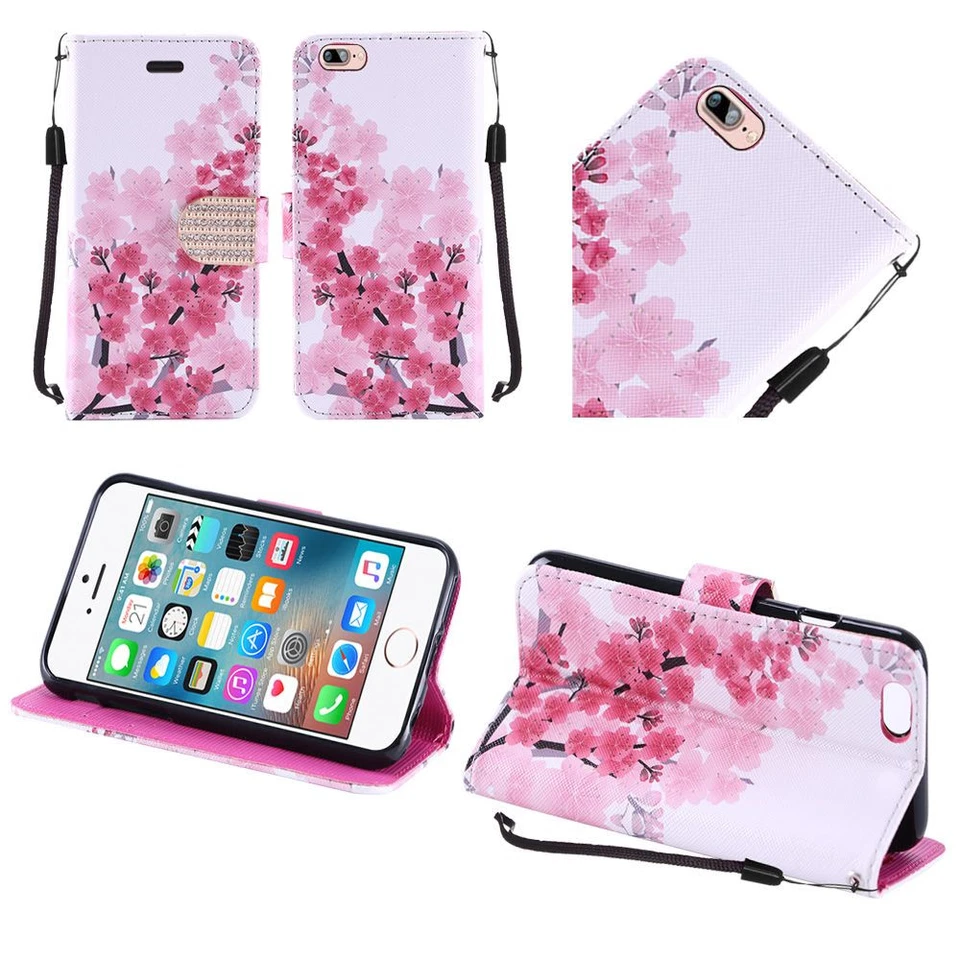 GSA Cherry Blossom Flip Wallet Case For iPhone SE(2020-22)/8/7/6/6S - - Image 1 of 1