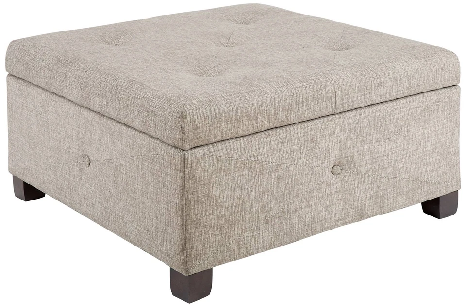 Lucas Sand Fabric Tufted Storage Ottoman - Image 1 of 1