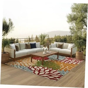  Aloha Fabric Indoor/Outdoor Rug in/Multi-Color 7' x 10' Green - Picture 1 of 7