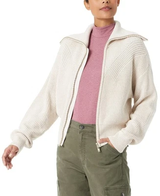 BASS OUTDOOR Funnel-Neck Zippered Sweater Women's S Oatmeal Heather Long Sleeve - Image 1 of 4