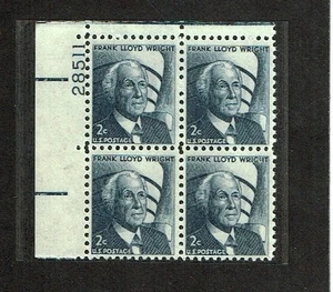 1965-81 U.S PROMINENT AMERICAN 2c FRANK LLOYD WRIGHTPLT#Blk of 4 Sc#1280 M/NH/OG - Picture 1 of 1