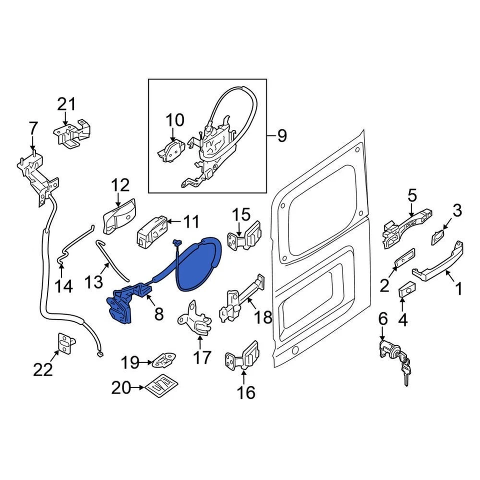 For Nissan NV2500 2012 Nissan 905921PA0A Rear Right Lower Door Latch Assembly — 第 1/1 张图片