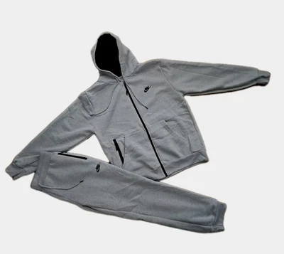 Sudadera completa para hombre Nike polar con cremallera sudadera con capucha pantalones deportivos gris ceniza M.  Foto 1 de 4