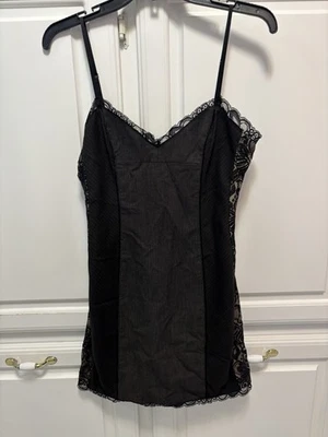 Bebe Black Camel Spaghetti Strap Lace Trim Short Dress Women’s Size 8 - Image 1 of 4