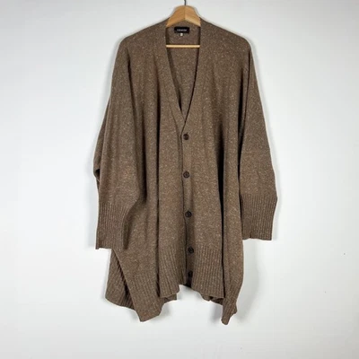 Eskandar Cashmere Lamb Wool Knit Stretch Button Front Boxy Cardigan Sweater OS - Image 1 of 4