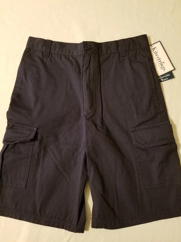 NWT Boys Kitestrings Cargo Shorts Navy Size 12 Adjustable Waist Flat Front Kids - Image 1 of 4