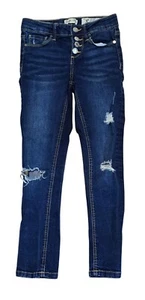 Indigo Rein girls Ankle Skinny Jeans Distressed Button Fly Size 8 Cotton Blend - Picture 1 of 7