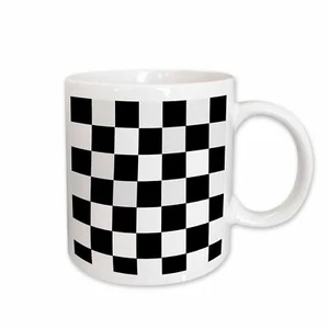 3dRose Checkered Black and White Squares- Art Mug - Picture 1 of 14