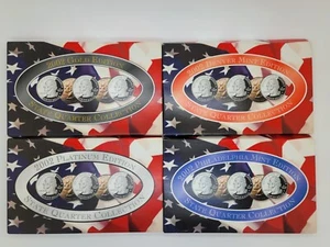 Set of 4 - 2002 State Quarter Sets w/ Boxes & COA - P&D Mint, Platinum, Gold - Picture 1 of 5