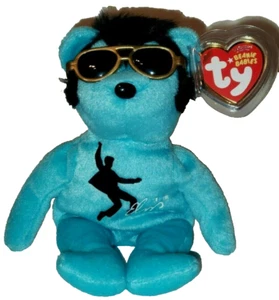 Ty Beanie Baby - BLUE BEANIE SHOES the Elvis Presley Bear NEW MWMTs Stuffed Toy - Picture 1 of 8