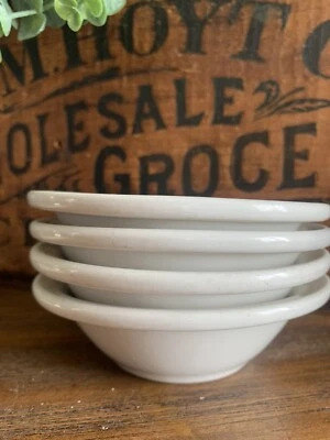 Antique Ironstone White Pottery Dessert Bowls Decor Farmhouse Chunky 4.5x1.5 - Image 1 of 4