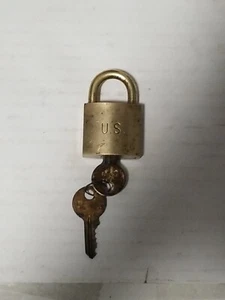 'RARE' PROGRESS Padlock 'Brass" US Military--Grade 5340-00-582-2741 CLEANED - Picture 1 of 10