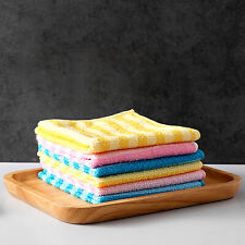 5pcs Dishclout Cleaning Microfiber Striped Washcloth Bathroom Accessories