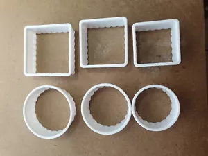 Square And Round Pastry Cutters - Set of 6. Plastic Pastry Cutters. - Picture 1 of 4