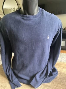 Polo Ralph Lauren Sleepwear Pajama Top Blue Thermal Shirt Waffle Knit Men’s Sz L - Picture 1 of 4