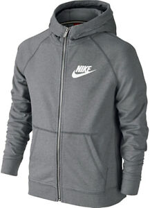 Nike Youth Boys Sportswear Hoodie in Wolf Grey/White & Industrial Blue/White
