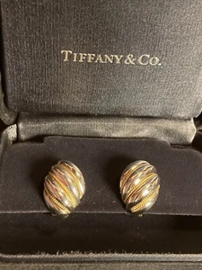 Authentisches Paar Tiffany & Co. .925 Sterling & .750 18K Französisch-Clip Ohrringe - Bild 1 von 7