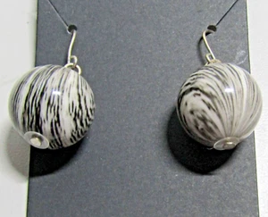Black and White Round Ball pierced earrings Y2K - Picture 1 of 2