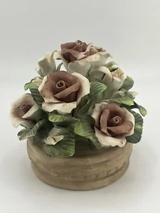 Vintage Mid Century Ceramic Floral Flower Roses Trinket figurine Bone China - Picture 1 of 5