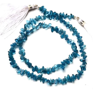 Natural Neon Blue Apatite 5x3 mm Size Smooth Pear Beads Strand 18" - Picture 1 of 9